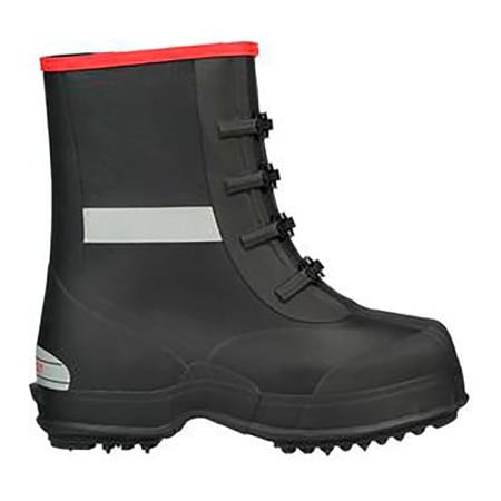 Tingley Winter-Tuff 4 Buckle Ice Traction 12" Overshoe, Mens Sz 8, Waterproof, Vulcanized Rubber, Blk 4450.08